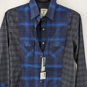Panhandle Rough Stock Women's Blue Plaid/gray plaid Long Sleeve Western Sz S